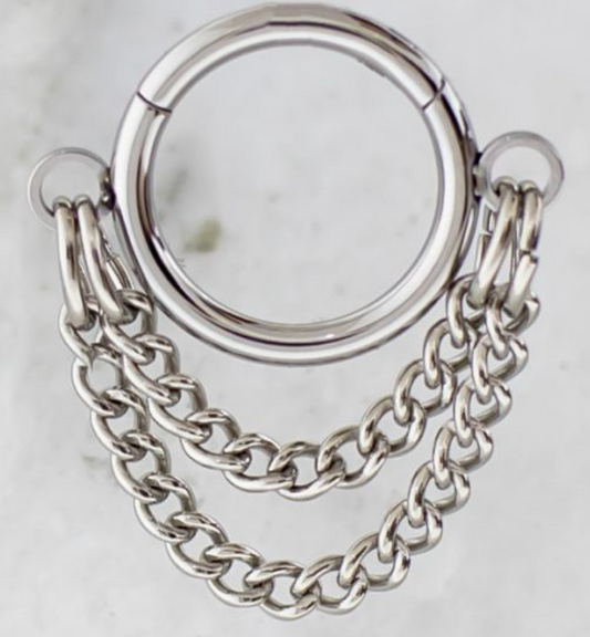 Titanium hinged ring with double chains (5/16")