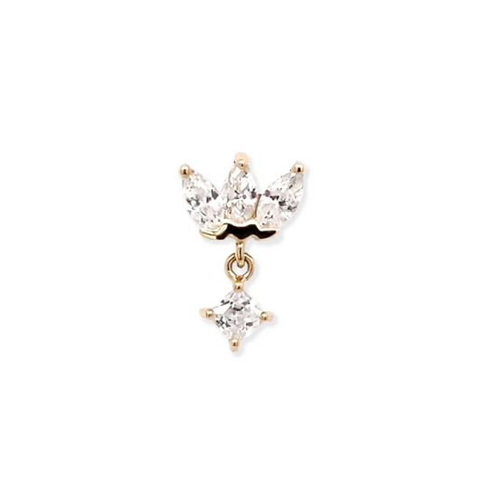 14K Marquise Fan w/ Prong Set CZ Dangle