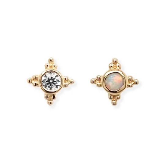 14K Ophelia Threadless End - White Opal