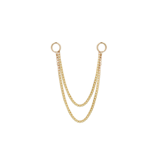 Double Box Chain - 14K Yellow Gold / 18mm + 28mm